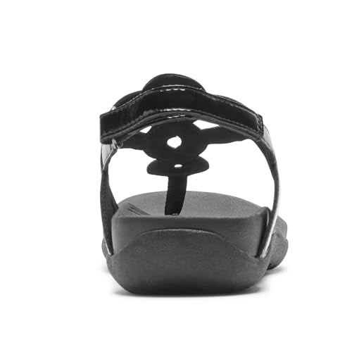 Rockport Women's Ramona-CH Flat Sandal, Black Patent, 10 W US