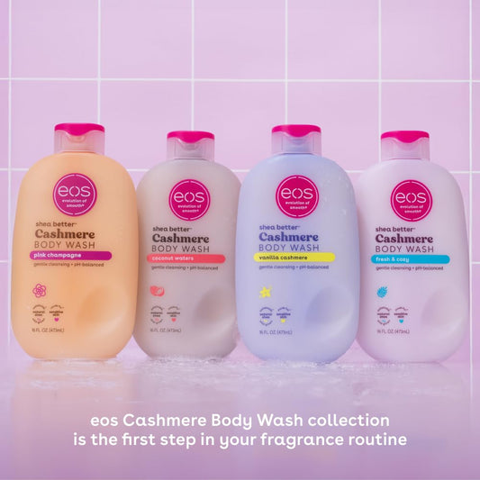 eos Shea Better Cashmere Body Wash, Vanilla Cashmere, Moisturizing, pH Balanced Body Wash, Creamy Gel Formula, Paraben & Phthalate Free, Sensitive Skin, 16 fl oz