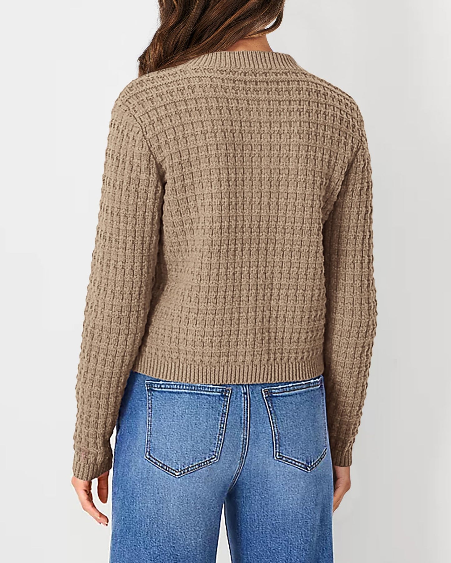 PRETTYGARDEN Women's Knit Cardigan Sweaters Casual Long Sleeve Open Front Button Down Trendy Jackets Outerwear (Camel,Large)