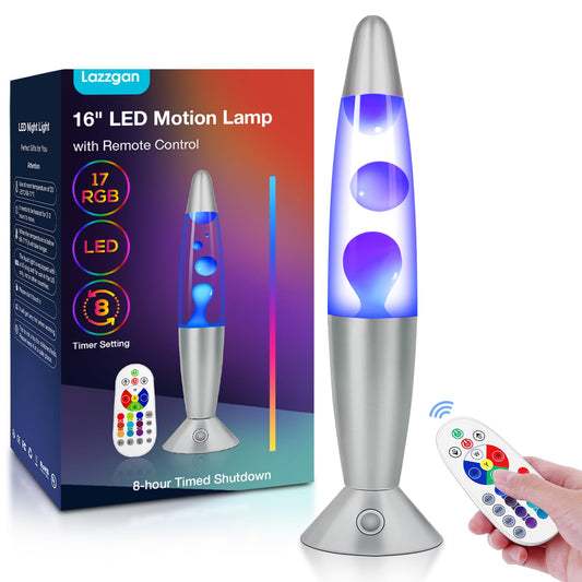 17 Color Changing LED Liquid Motion Lamp: 16 inches Night Lights with Remote Control, Home Decoration Mood Lighting, Christmas Gifts Table Lamp for Adults and Kids Bedroom,White Wax