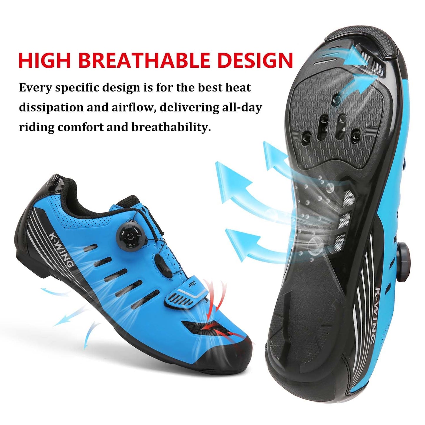 Kushike Unisex Adult Cycling Shoes, Blue, Size 11.5 Women, Model 2306A, Athletic Shoe, Compatible with Pelaton Pedals, Delta Cleats Included