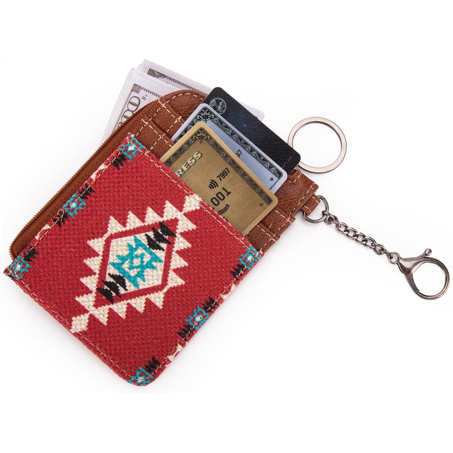 Montana West Wrangler Card Wallet for Women Boho Aztec Credit Card Holder with Zipper Pocket WG2203-W005BDY