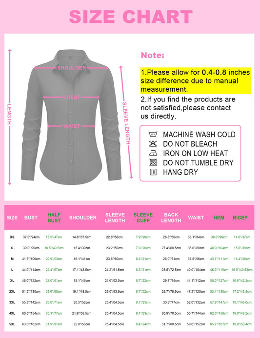 siliteelon Women's Button Down Shirts Long Sleeve Dress Shirts Wrinkle Free Collared Work Office Solid Blouses Corset Tops - White XS