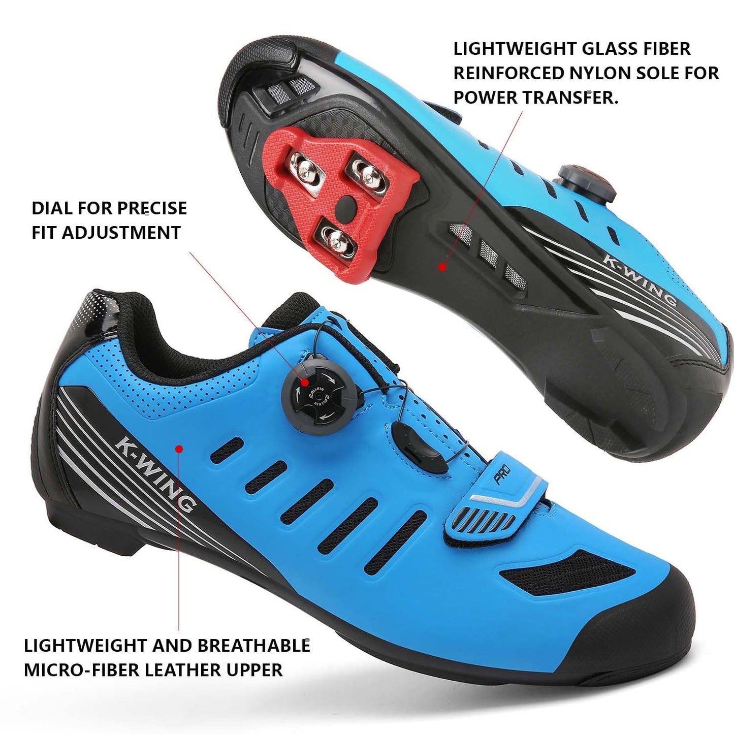 Kushike Unisex Adult Cycling Shoes, Blue, Size 11.5 Women, Model 2306A, Athletic Shoe, Compatible with Pelaton Pedals, Delta Cleats Included