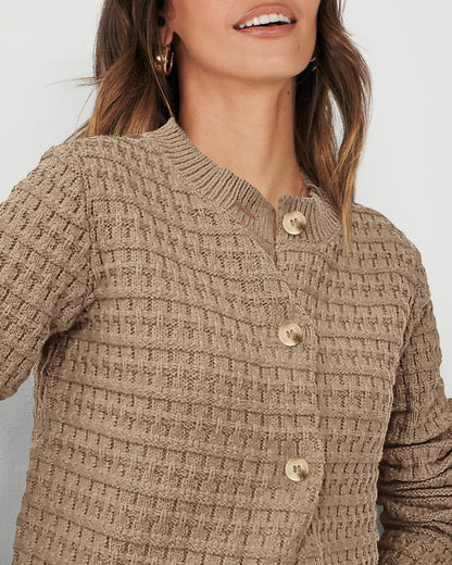 PRETTYGARDEN Women's Knit Cardigan Sweaters Casual Long Sleeve Open Front Button Down Trendy Jackets Outerwear (Camel,Large)