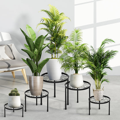 CADANI 5-Pack Metal Plant Stands for Outdoor Indoor, Anti-Rust Iron Flower Pot Stand, Heavy Duty Plant Pot Shelf for Multiple Plant, Decoration Racks for Home, Patio & Garden